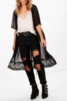 Thumbnail for your product : boohoo Annabelle Lace Trim Mesh Kimono