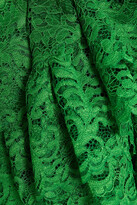 Thumbnail for your product : Dundas Ruffled Floral-appliqued Corded Lace Halterneck Mini Dress