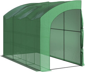Home-Complete Lean To Greenhouse - Walk-In Green House with Roll-Up Zippered Doors and Shelves