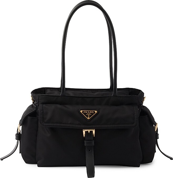 Prada Women's Explore Medium Re-Nylon and Leather Top Handle Bag - Black