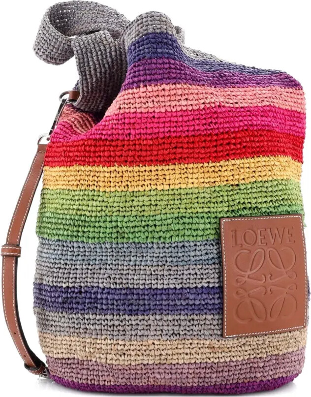 Loewe Pre-Owned Slit Tote Straw Small bucket bag