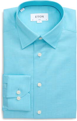 Eton Slim Fit Solid Cotton & Linen Dress Shirt