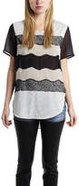 Thumbnail for your product : 3.1 Phillip Lim Curved Hem Tee with Lace Applique