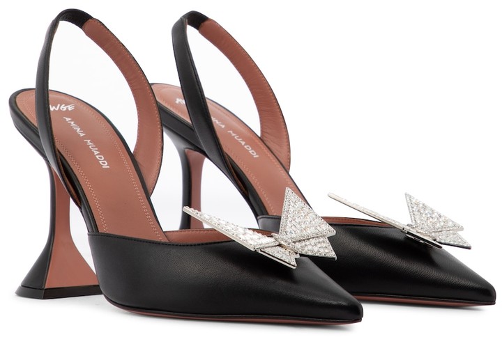 amina muaddi x awge phoenix pvc slingback pedestal pumps