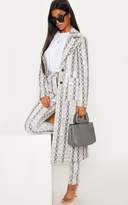 Thumbnail for your product : PrettyLittleThing Grey Snake Print PU Trench