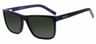 SunCristal Mens Sunglasses Vintage Polarized for Man - Mens Classic Retro Sunglasses Man Unisex UV400 Protection-black/navy blue eyewear