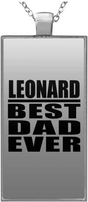 Designsify Dad Necklace, Leonard Best Dad Ever - Rectangle Necklace, Plated Pendant, Best Gift with His Name for Father, Daddy, Him, Parent, Husband from Daughter, Son, Kid, Wife