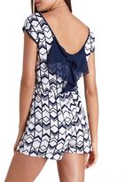 Thumbnail for your product : Charlotte Russe Bow-Back Chevron Print Romper