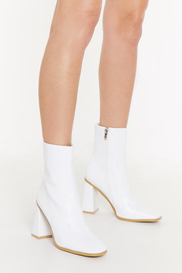 white square toe ostrich boots