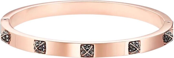 Swarovski Tactic Black Dark Square Crystals Bangle Bracelet, Rose Gold Plated, M