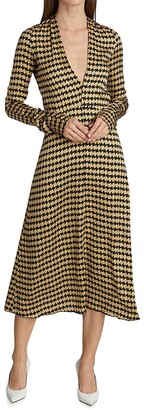 Victoria Beckham Fit-&-Flare Printed Satin Dress