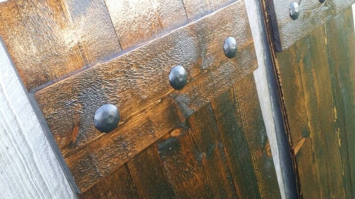 2 Cedar Board & Batten Shutters - Rustic Exterior With Clavos Nails