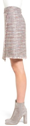 Women's Halogen Fringe Tweed Faux Wrap Skirt