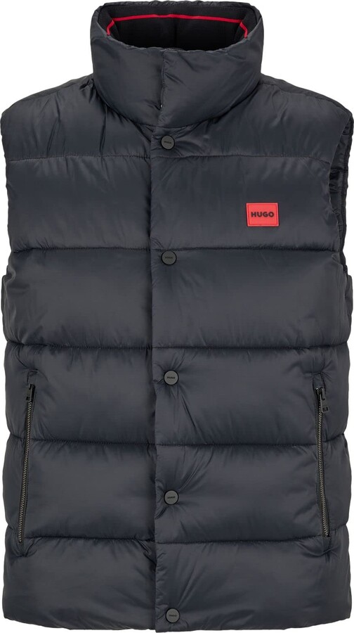 HUGO BOSS Mens Baltino2241 Slim-fit Puffer Gilet with red Logo