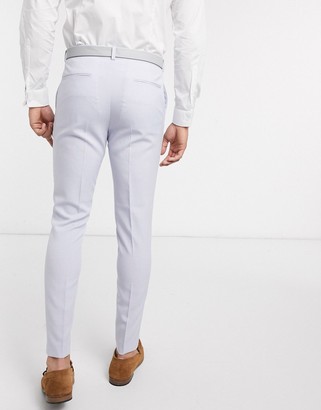 ASOS DESIGN wedding super skinny suit pants in lilac crosshatch