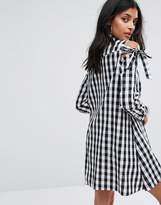Thumbnail for your product : Glamorous Cold Shoulder Shirt Dress In Gingham
