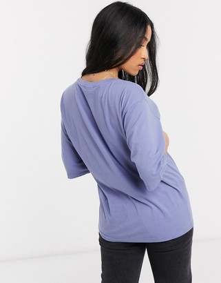 Noisy May Petite oversized knot t-shirt in blue