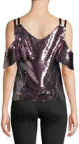 Thumbnail for your product : Nanette Lepore Cold-Shoulder Sparkle Sequin Top