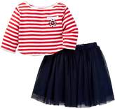 Thumbnail for your product : Pippa & Julie Nautical Long Sleeve Crop Top & Tutu Skirt (Toddler & Little Girls)