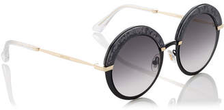 Jimmy Choo GOTHA Black Gold and Glitter Round Framed Sunglasses