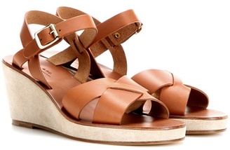 A.P.C. Leather and suede wedge sandals