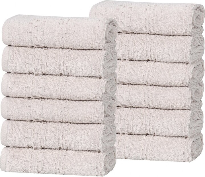 Superior Set of 12 Playa Zero Twist Cotton Solid Waffle Textured Washcloths