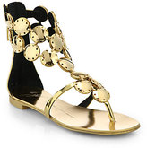 Thumbnail for your product : Giuseppe Zanotti Metal Paillette Metallic Leather Sandals
