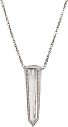 Kimberly 18K Rhodium Gold Crystal Quartz Obelisk Pendant with Diamonds