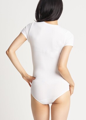 Yummie Nylon Short Sleeve Shaping Full Back Bodysuit