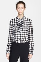 Thumbnail for your product : St. John Houndstooth Print Silk Blouse