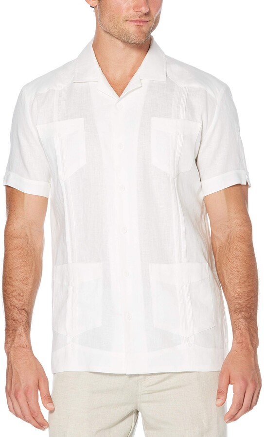 Cubavera Men's Slim Fit Short Sleeve 100% Linen Guayabera Shirt - ShopStyle