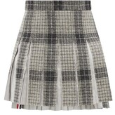 Thumbnail for your product : Thom Browne Pleated Windowpane-check Wool-twill Skirt - Grey