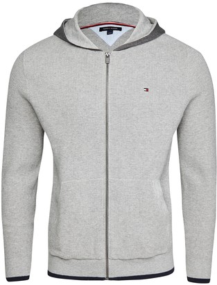 tommy hilfiger authentic full zip lounge hoodie with side logo taping in grey