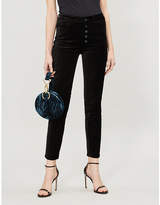 Thumbnail for your product : Paige Hoxton Ankle Peg skinny high-rise velvet trousers