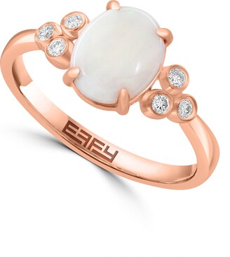 Effy 14K Rose Gold Opal & Diamond Ring - Size 7