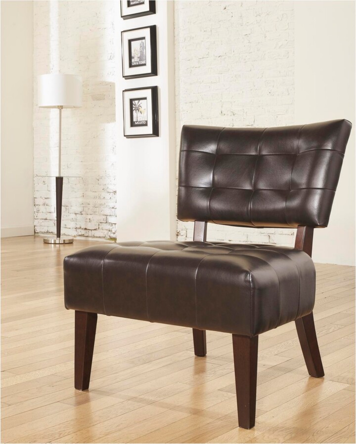 Streamdale Furniture Simplie Fun Furniture Blended Leather Tufted Accent Chair with Oversized Seating Brown