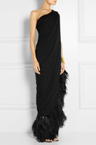 Thumbnail for your product : Lanvin Feather-trimmed jersey gown