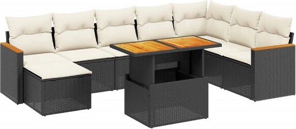 VidaXL vidaXLGardenSofaSetBlackPErattanLargeModularGardenSofaSet