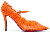 Thumbnail for your product : Gucci Virginia Crystal-embellished Corded Lace Mary Jane Pumps