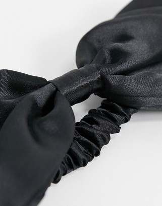 ASOS DESIGN bow headband in black satin