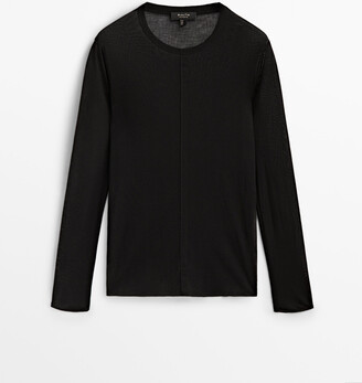 Massimo Dutti Semi-Sheer T-Shirt With Seam Detail - ShopStyle