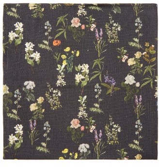 Preen by Thornton Bregazzi Set Of Four Floral-print Linen Napkins - Black Print