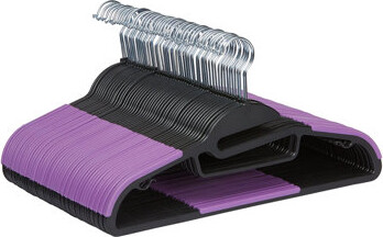 Rubber-Coated Plastic Hangers, 50 Pieces, With S-Shaped Opening