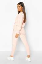Thumbnail for your product : boohoo Slash Neck Cropped Knitted Set