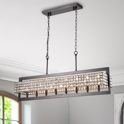 Greenville Signature Basira Rectangular Beaded 8-light Chandelier For Dining/living Room, Kitchen Island