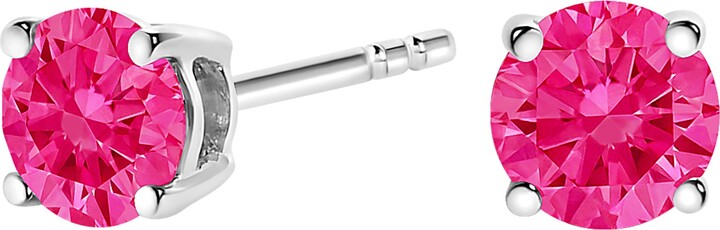 Haus of Brilliance 14K White Gold 1/2 Cttw Pink Lab Grown Diamond Solitaire Stud Earrings
