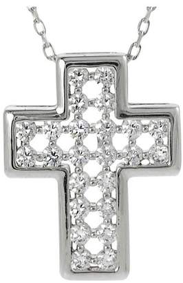 Journee Collection 3/4 CT. T.W. Round-cut CZ Pave Set Cross Pendant Necklace in Sterling Silver - Silver
