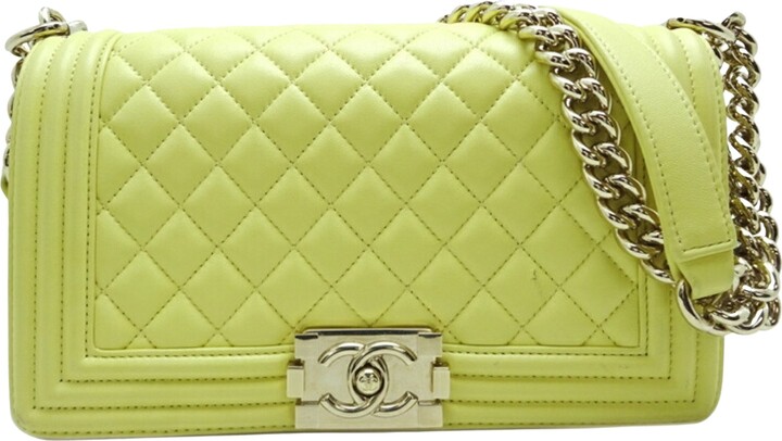 Chanel Boy Yellow Leather Shoulder Bag (Pre-Owned) - ShopStyle