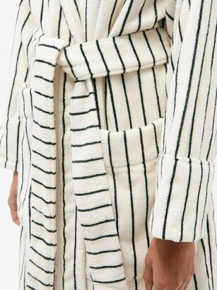 Tekla Hooded Striped Cotton-terry Bathrobe - Green Stripe