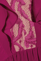 Thumbnail for your product : Saloni Suzi Ruffle And Lace-Trimmed Crinkled-Gauze Maxi Dress
